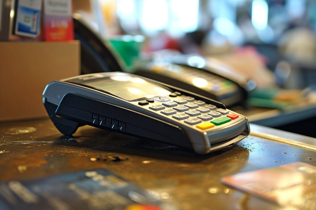 A photo of a credit card point of sale machine