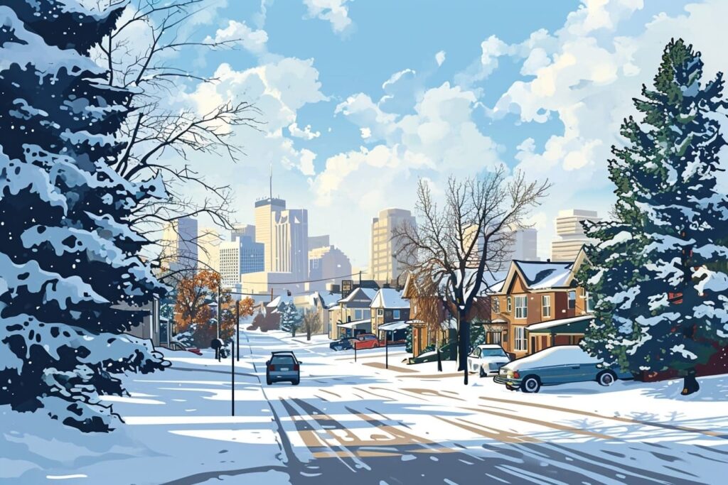 An illustration of a cold snowy winter day in Winnipeg