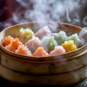 A photo of a steaming hot dim sum dish in a Winnipeg Chinese restaurant